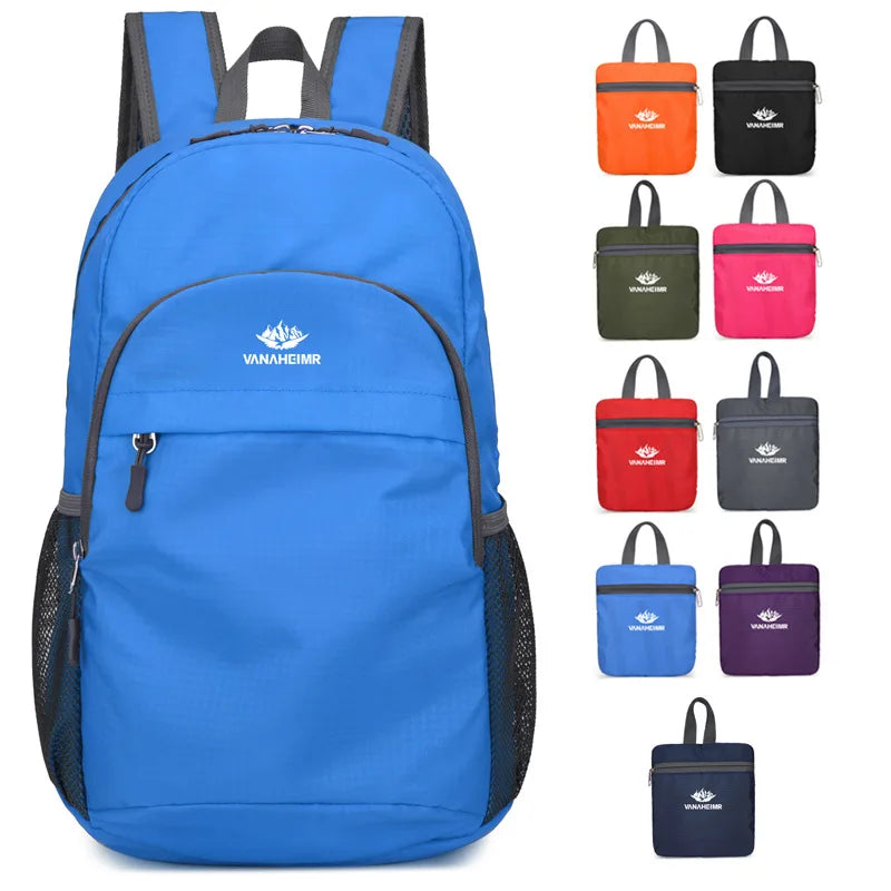 Custom Logo Outdoor Travel Student Folding Backpack Lightweight Large Capacity Foldable Bag Waterproof