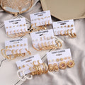 Classic Trendy Women's Oversize Hoop Earrings Set Fashion Acrylic Pearl Crystal Gold Metal Circle Butterfly Heart Flower Gift
