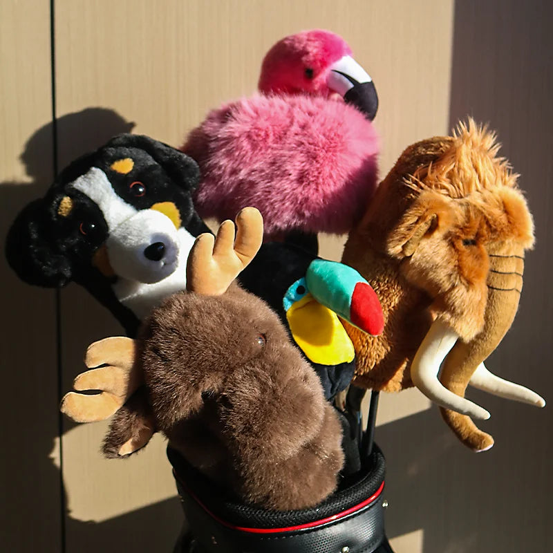 Hot-selling Golf Driver Animal Covers Cute Toy Cartoon  Flamingo Mammoth Driver Golf Plush Head Cover Funny Golf Headcover