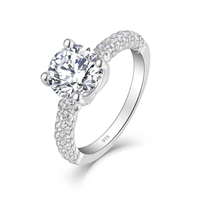 New Fashion 2ct 8mm round Moissanite Eternity Ring 925 Sterling Silver Engagement Ring for Women