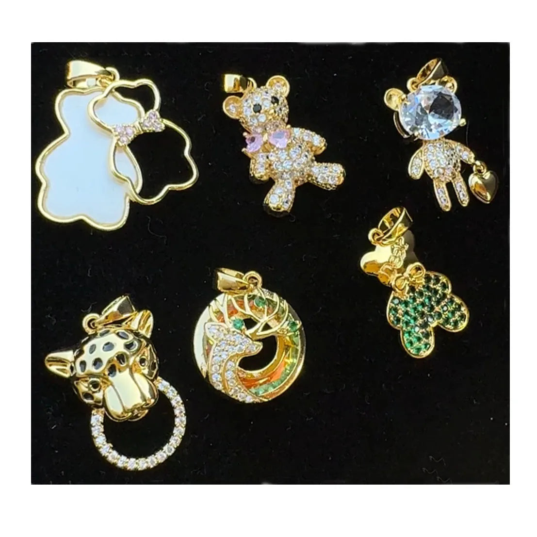 ODM Multi Design Bear Pendants Beads Zirconia Lovely Bear Charm Pendant for Jewelry Making