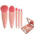 5pcs Travel Makeup Brushes Set with Mirror Case Custom Logo Small Portable Soft Cosmetic Tool