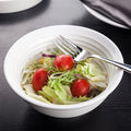 Wholesale Japanese Large White Ceramic Ramen Cereal Soup Bowl Set Customized Restaurant Porcelain Deep Bowl With Screw Thread