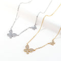 Korean Butterfly Charms Necklace Women Design 18k Gold Plated Zircon Beautiful New Clavicle Chain Flower Pendant Necklace