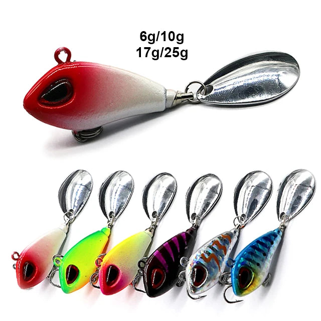 wholesale OEM ODM 6g 10g 17g 25g hard metal VIB spoon fishing lure with sequins