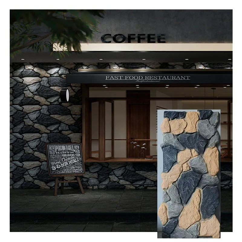 DingShang Waterproof Fireproof Artificial Cultural Stone Panels Polyurethane Decoration Indoor Exterior Cladding Rock Wall Faux