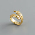 Classic Cute Design Gold Plating 925 Sterling Silver Feather Adjustable Finger Ring Women