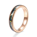OAHLAN Fashion Jewelry 4MM Rose Gold Black Meteorite Green Opal Stone Inlay Stackable Tungsten Carbide Rings for Men Women Gift