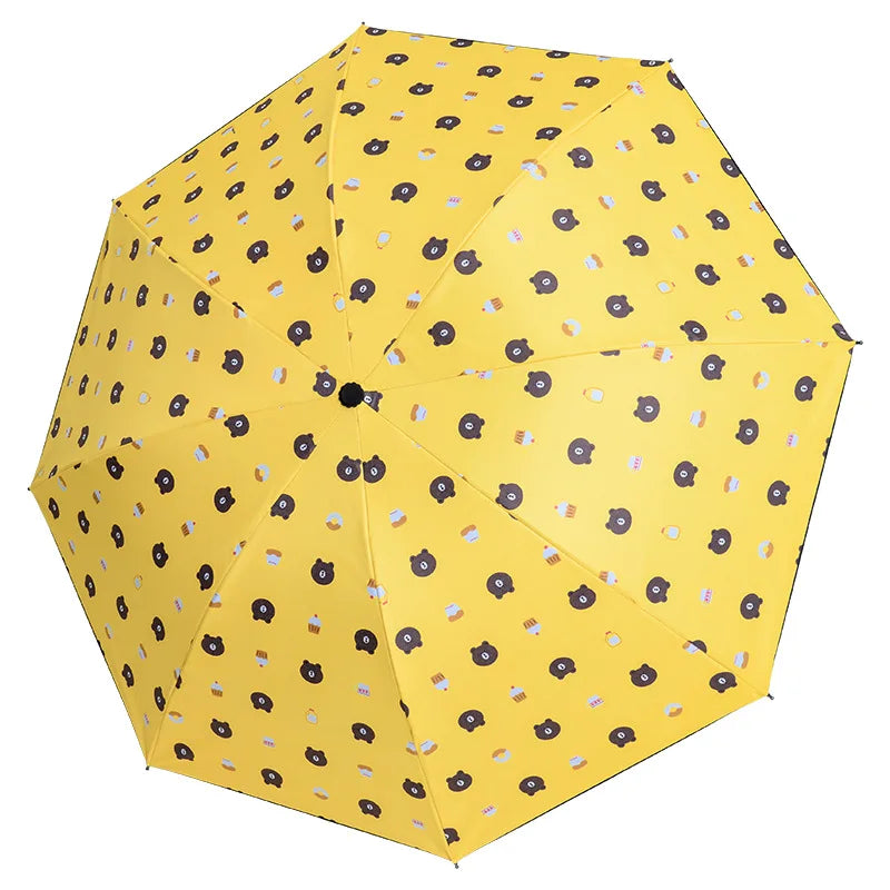 LOTUS Cute Bear Manual Folding UV Protection Three-Folding Umbrella Wholesale Plastic Female Children's Sunshine Sun Umbrella