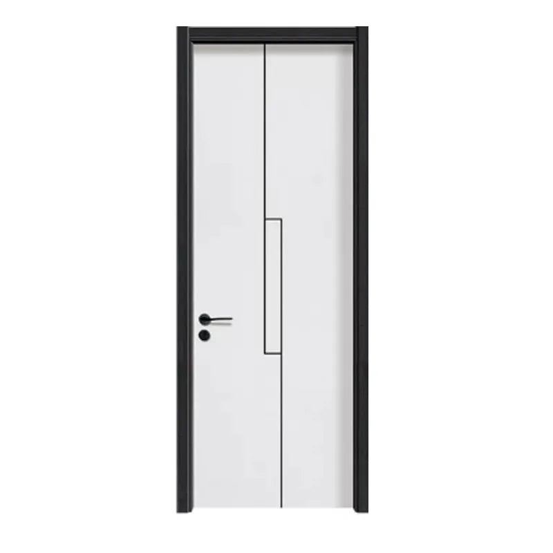 Modern Interior Flush Design Steel-Wood Composite Door Metal Frame Manual Opening Finished Soundproof Apartment Wood Door