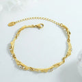 18k Gold Plated Stainless Steel Special Shape Jewelry Gift White Cubic Zirconia Bracelet for Women