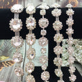 SINRONG Diamond Water Flower Chain  Material DIY Crystal Glass Wedding Dresses Clothes Jewelry Making Oval Shape Rotundity
