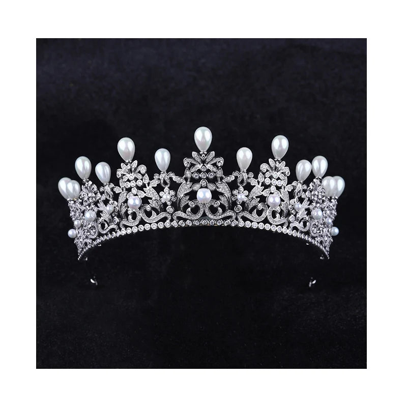 Cubic Zirconia Freshwater Pearl Bridal Wedding Tiaras  Wedding Head Accessories Crown