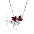 Lanphear S925 Silver Ruby Double Heart Cut Claw Setting Pendant Necklace Fashionable Trendy Jewelry Link Chain Unisex Weddings