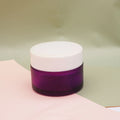 Wholesale Frosted Purple 50g Glass Cream Jar With White Aluminum Lid
