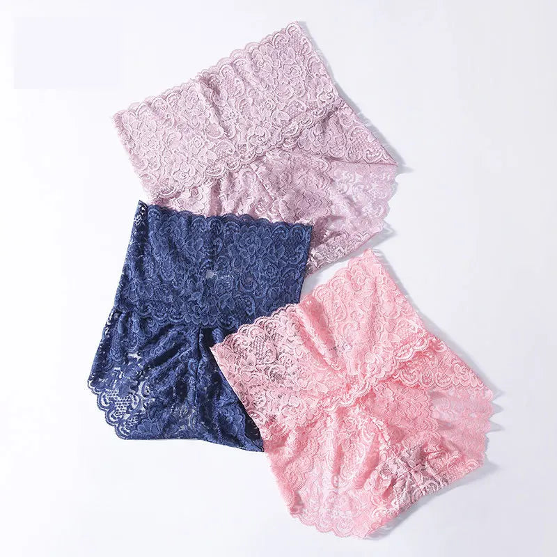 Women Plus Size Trim Shapewear Lace High Waisted No Trace Panty