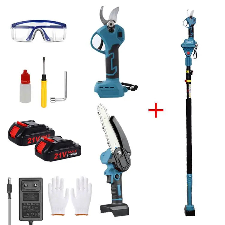 APS102 Professional Long Handle Chainsaw Battery Powered Telescopic Electric Pruning Shear Stainless Steel Blades 1-30mm Cutting