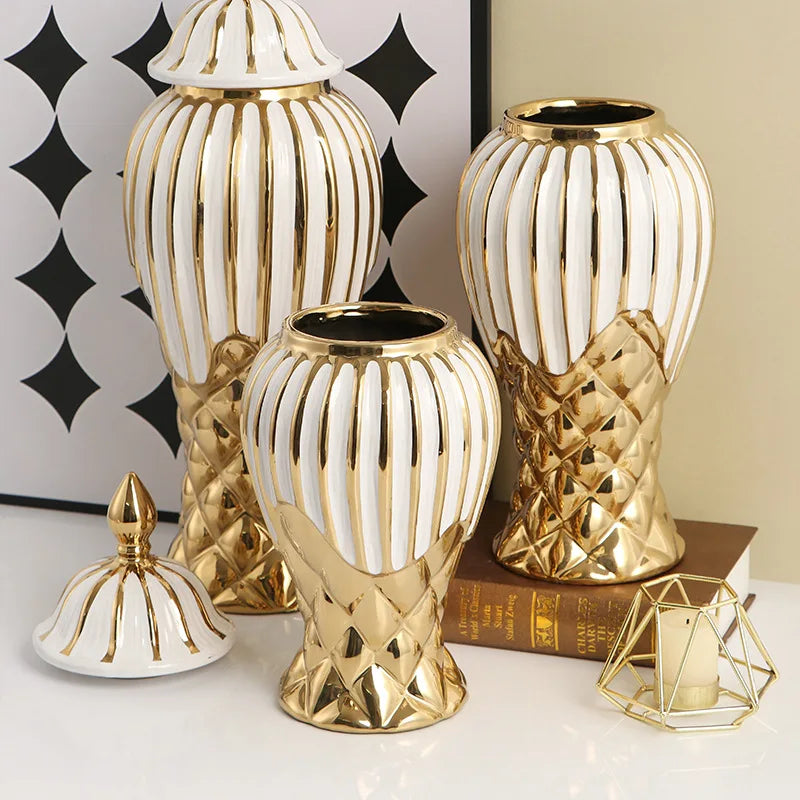 Nordic Light Luxury Ceramic Crafts Decoration Soft Decoration Ginger Jar Flower Pot Home Jar