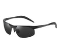 SPARLOO 8177 New Men's Retro Half-Frame Polarized Sunglasses Fashionable Black Sports Sunglasses Rimless Silver Metal Frame
