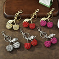 Wholesale Bulk Cherry Shaped Rhinestone Keychain 6 Styles Crystal Bag Charm for Resale and Boutique Accessories