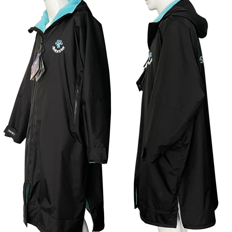 L XL Size Microfiber Quick-Dry & Keep Warm Short/Long Sleeve Swimming Beach Logo Embroidery Surf Poncho Changing Towel Robe Hood