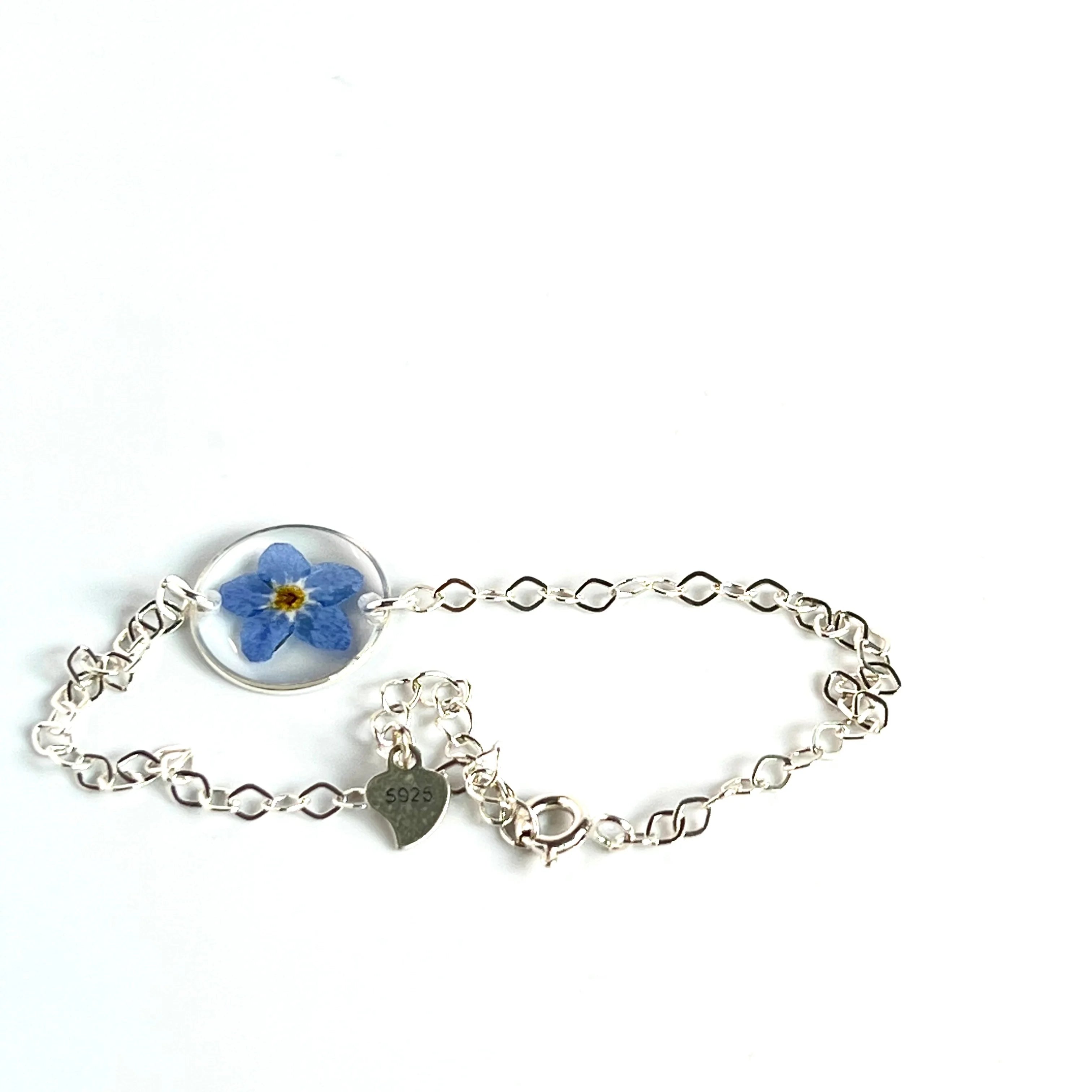 Latest Link Bangles Charms Resin Flower Thin Sterling Silver Flower Chain Bracelet for Wrist