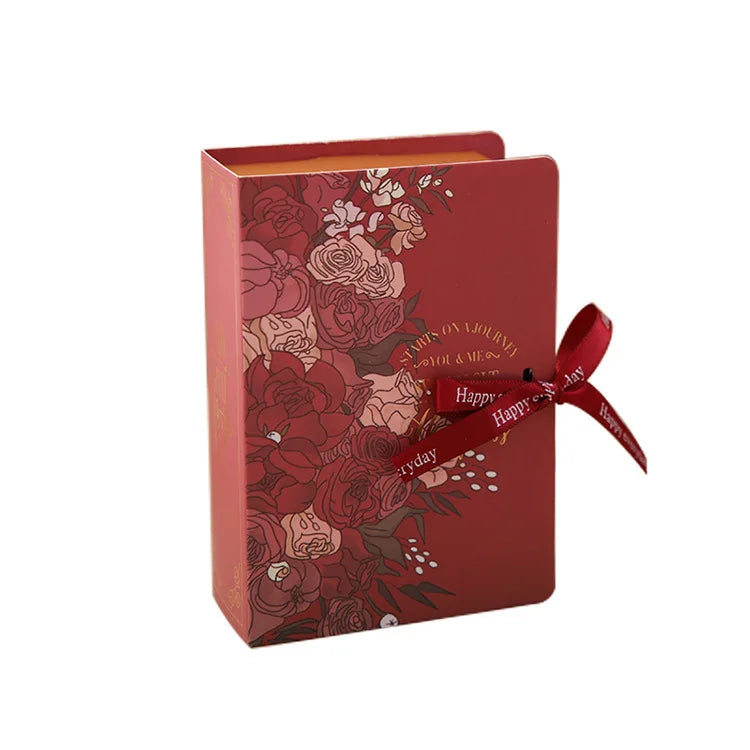 Luxury Book Shape Paperborad Folding Gift Cookie Chocolate Wedding Candy Gift Box Packaging with Ribbon