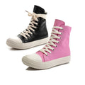 Casual Shoes Luxury Trainers Ankle Lace up Women Sneaker Zip High-TOP Hip Hop Streetwear Flats Black Sneakers Boots