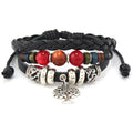 Hot Sale Handmade Leather Bracelet with Life Tree Pendant Adjustable Size Beaded Jewelry for Men and Women Gift Idea
