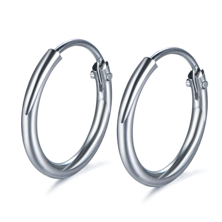 Kirin Hypoallergenic Rhodium Plated Sterling Silver 925 Trendy Wedding Party Gift Hoops Earrings