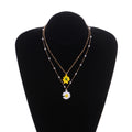RisingMoon European and American Hot Selling Pearl Daisies Flower Double Pendant Necklace for Women