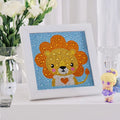 Cartoon DIY 5D Diamond Painting Kits Lion Crystal Diamond Painting with Frame Animal for Kids Gift Home Decor