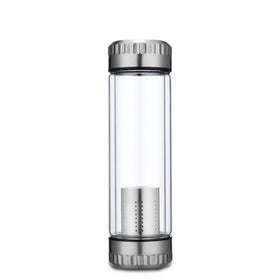 Double Wall Drinking Glass Water Bottles with Long Strainer