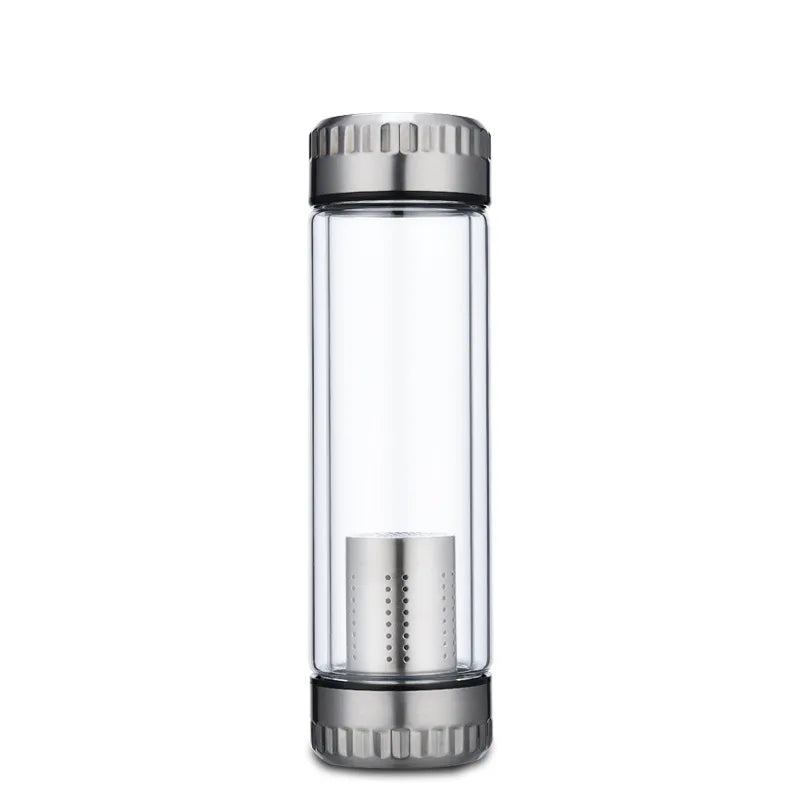 Double Wall Drinking Glass Water Bottles with Long Strainer MegaBDM