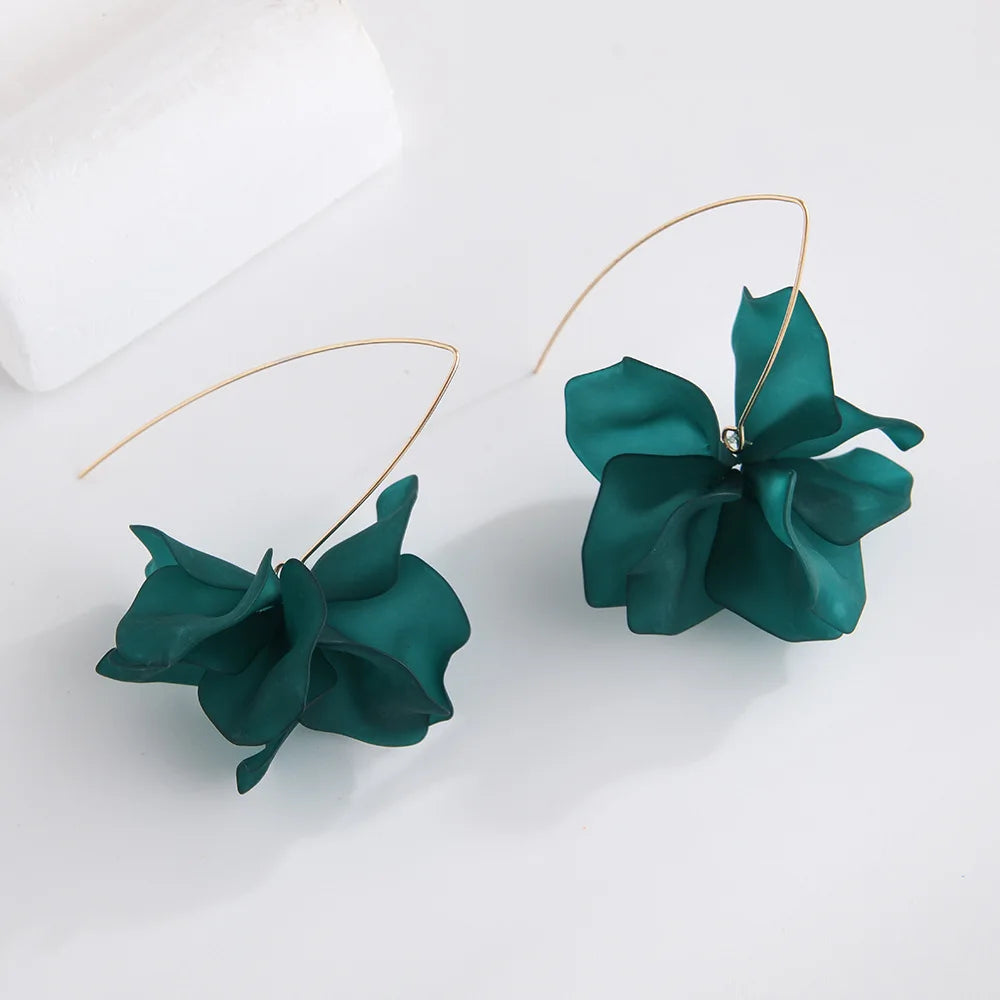 Female 1 Pair  Handmade Petal Long Flower  Earrings Designer Women Earrings Acrylic for Daily Wear Wedding Dating