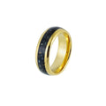 POYA 8mm Classic Gold Tungsten Carbide Wedding Band for Men Galaxy Black Inlay for Gift and Anniversary