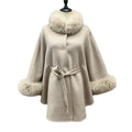 Custom Size Color Luxury Fur Shawl Winter Real Wool Cashmere Fox Fur Poncho Cape for Women