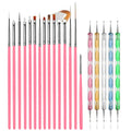 Best Selling 20pcs Professional Nail Art Brushes & 5pcs Nail Dotting Pens Set with Nylon Bristles Plastic Handle for Salon Use