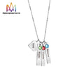Personalised Stainless Steel Family Birthstone Necklace with Trendy Link Chain Engraved Text Name Bar and Heart Pendant