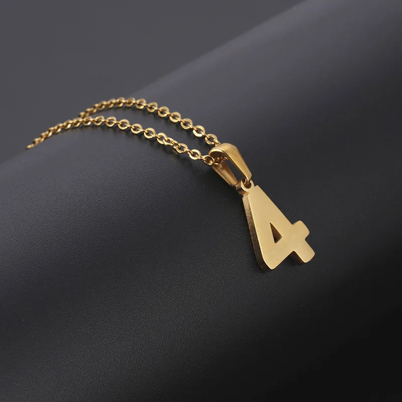 2023 Fashion Gold Plated Necklace Lucky Number Stainless Steel Necklace Couple Number Necklace for Women