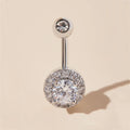 CZ Zircon Flowers Stainless Steel Belly Button Ring 10mm Gold Plated Navel Piercing Body Jewelry for Women Gift Claw Setting