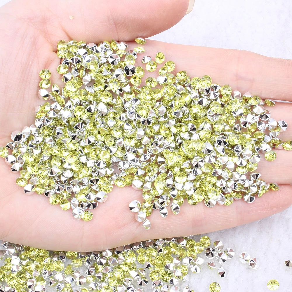 Hot Sale 7mm 2000pcs Acrylic Rhinestones Many Colors Pointback Loose Beads for Shoes & Garment Nail Art DIY Decorations