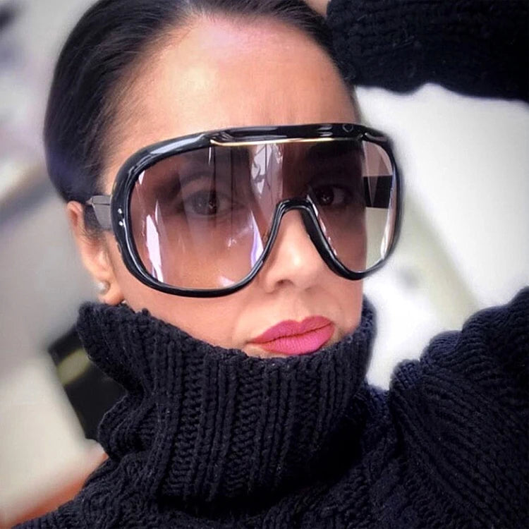 Women Sunglasses PC Lens Men UV400 Shades Protect Eyes Glasses Oversized PC Frame One Piece Fashion Sunglasses Custom Logo Print