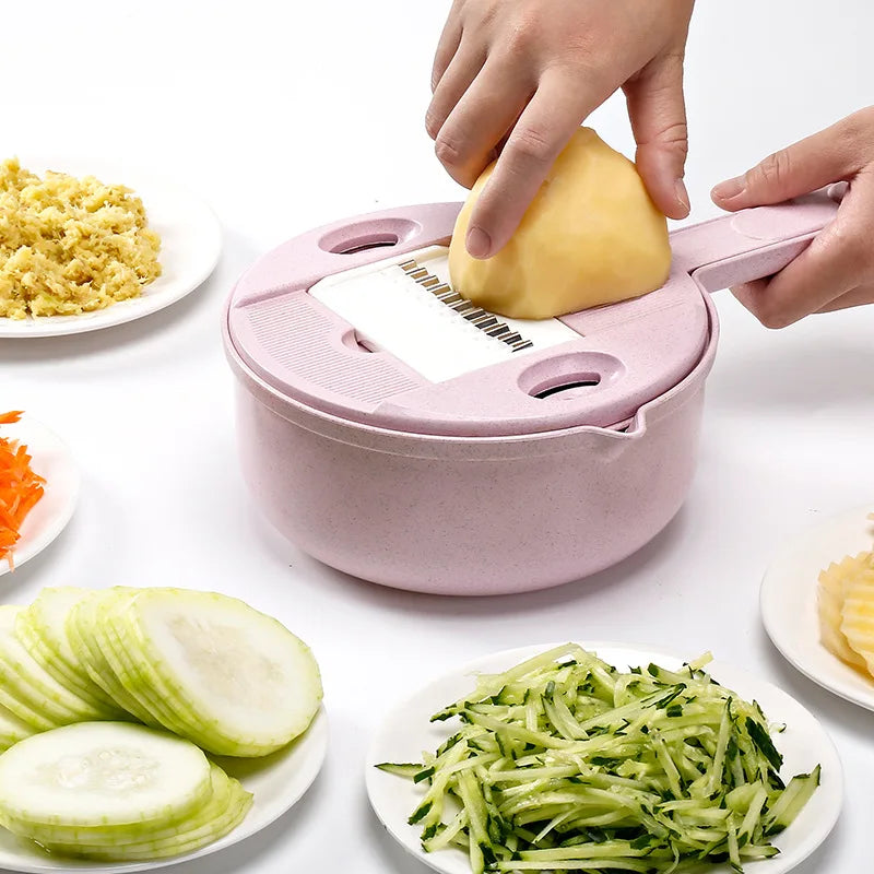 New Multifunctional Fullstar Fruit Vegetable Chopper - Spiralizer Steel Food Grater Cutter & Slicer Manual 7 Set for Kitchen