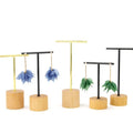 Filled Wood Brass Rack Black and Display Solid Meal Timber Organiser Studs Gold Metal t bar Holder Earring Stand for Jewelry