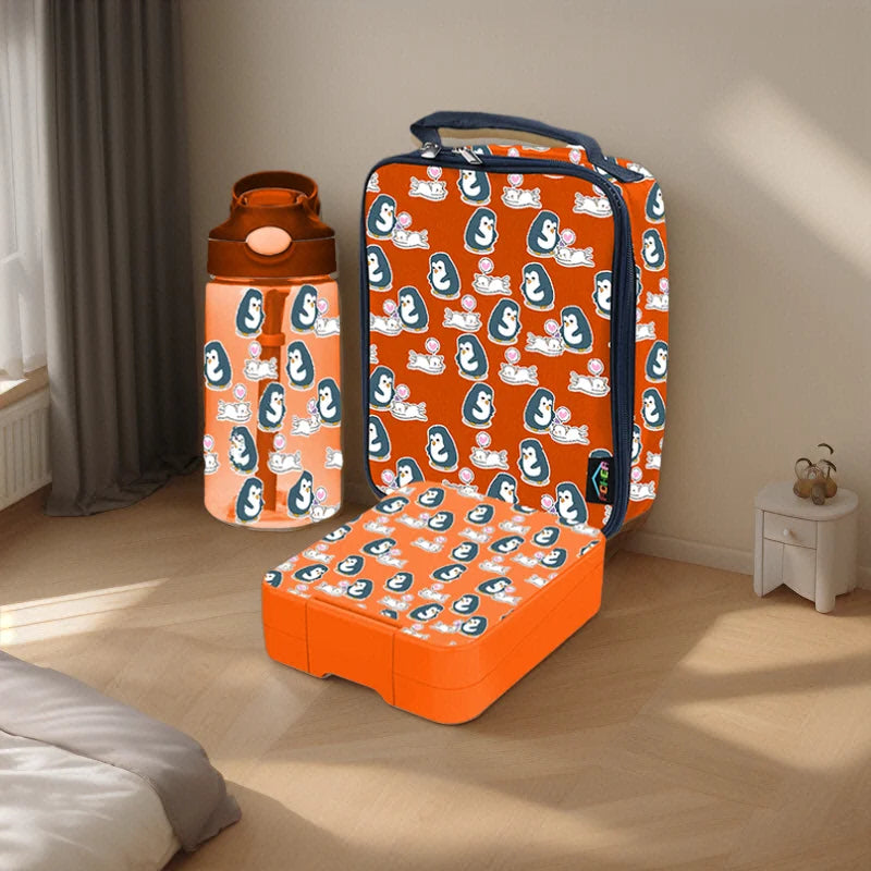 Oumego Newborn Children Leakproof Microwavable Freshness Preservation Sublimation Lunchbox Set with Water Bottle