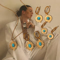 Highly Popular Turquoise Statement Jewelry Good Quality Stainless Steel 18K Gold Plated Nickel Lead Free Aigs Certified Earrings