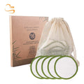 Eco-friendly 3.15" Round Soft Bamboo Terry Makeup Remover Pads Laundry Bag Reusable Double Sided Bamboo Pad