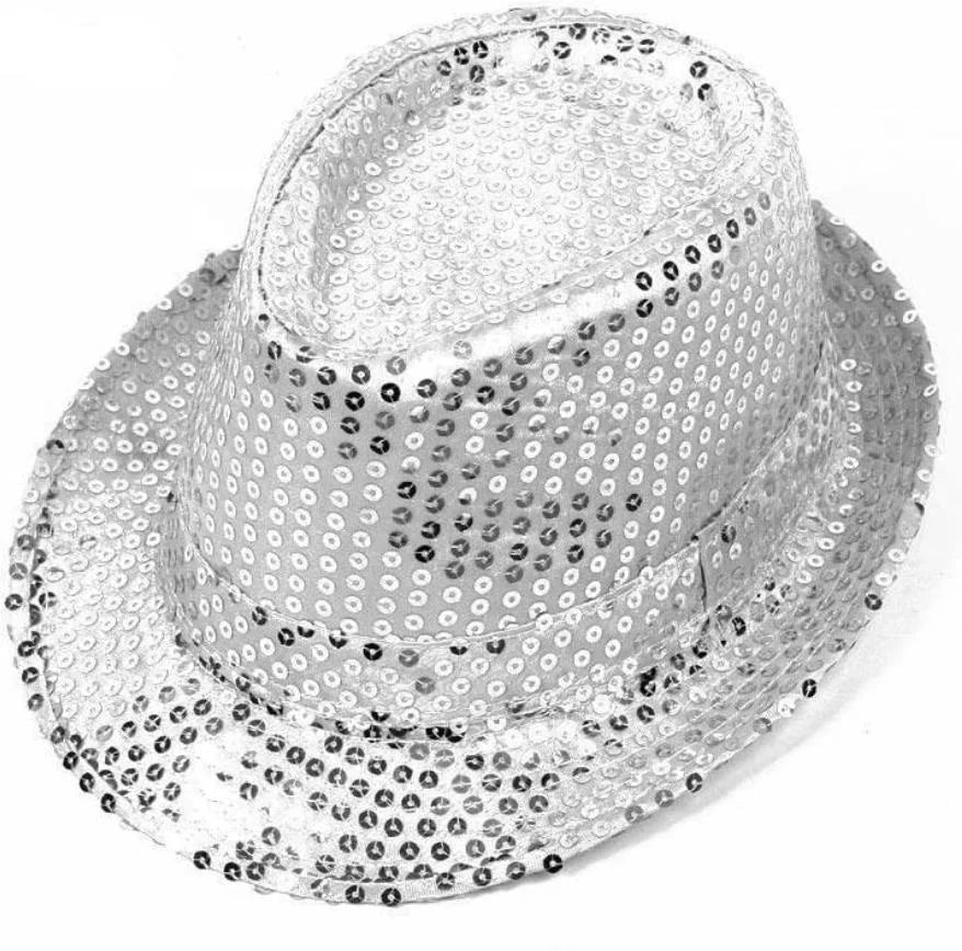 Sequins Jazz Hat Christmas Retro Disco Dancing Hats Western Mardi Gras Cosplay Prom Costume Party Accessory for Men Women