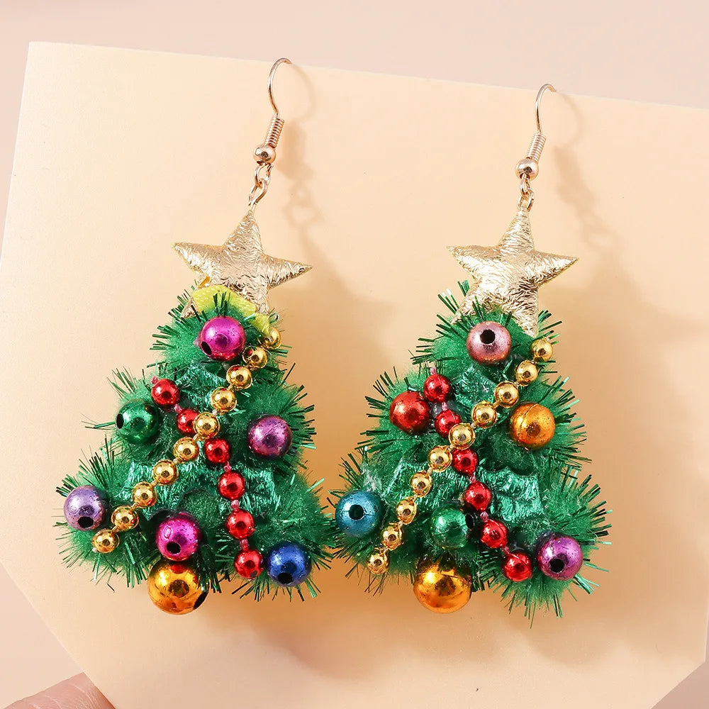2024 Wholesale Christmas Eve Creative Garland Christmas Tree Elk Santa Gift Party Earrings